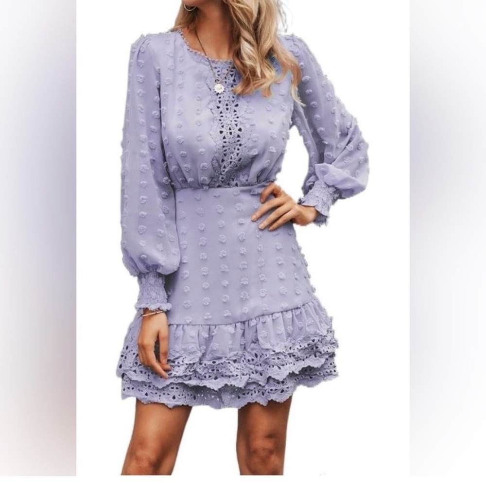 Simplee Apparel Lavender Lace Dress Spring - Picture 7 of 7